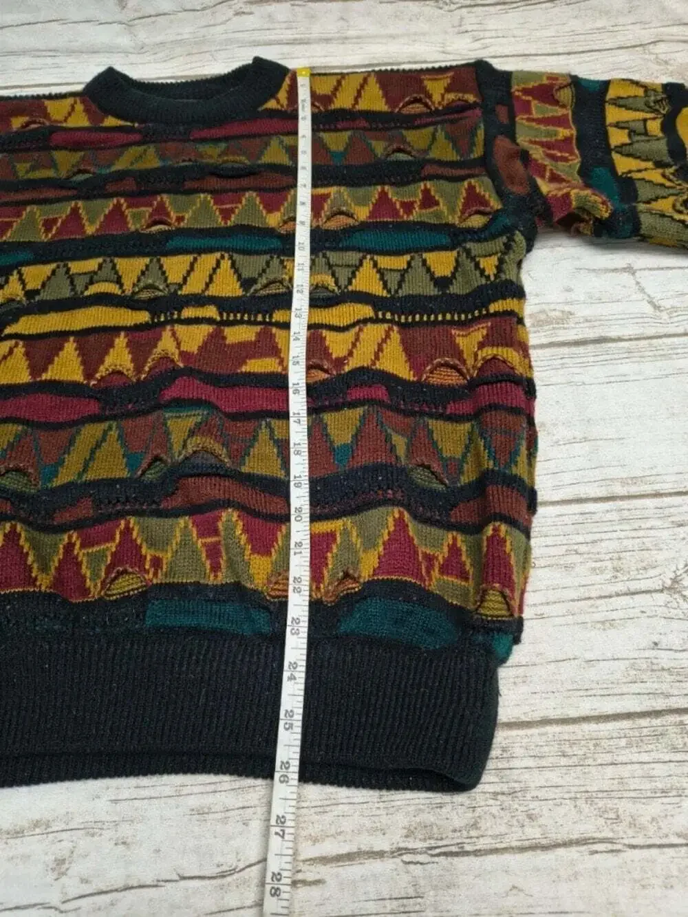 INDEX International Bold Geometric 3D Knit Sweater Size Large